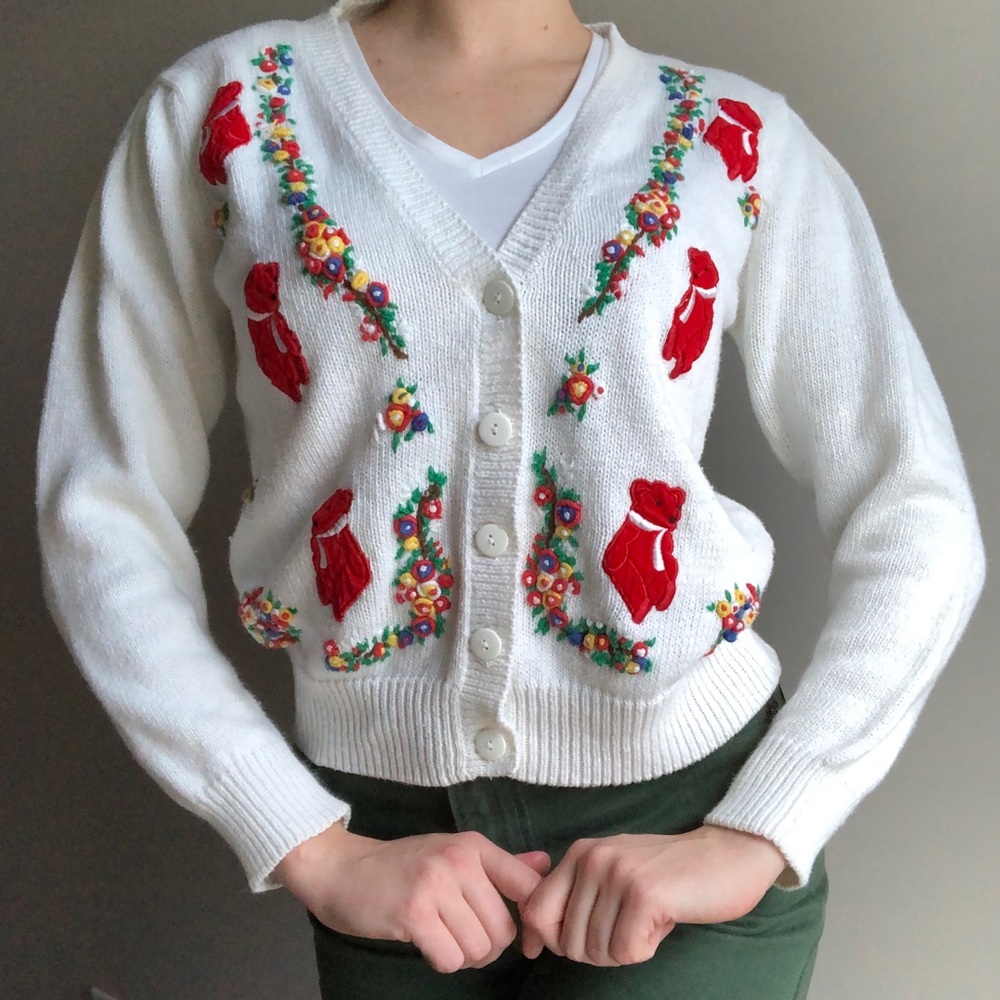 Vintage Button-Up Christmas Sweater
